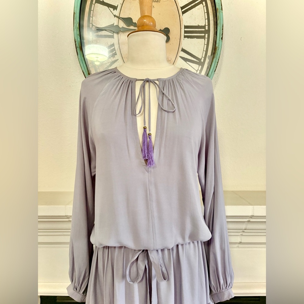 Sea Dreamer Purple Tiered Ruffled Crew Neck